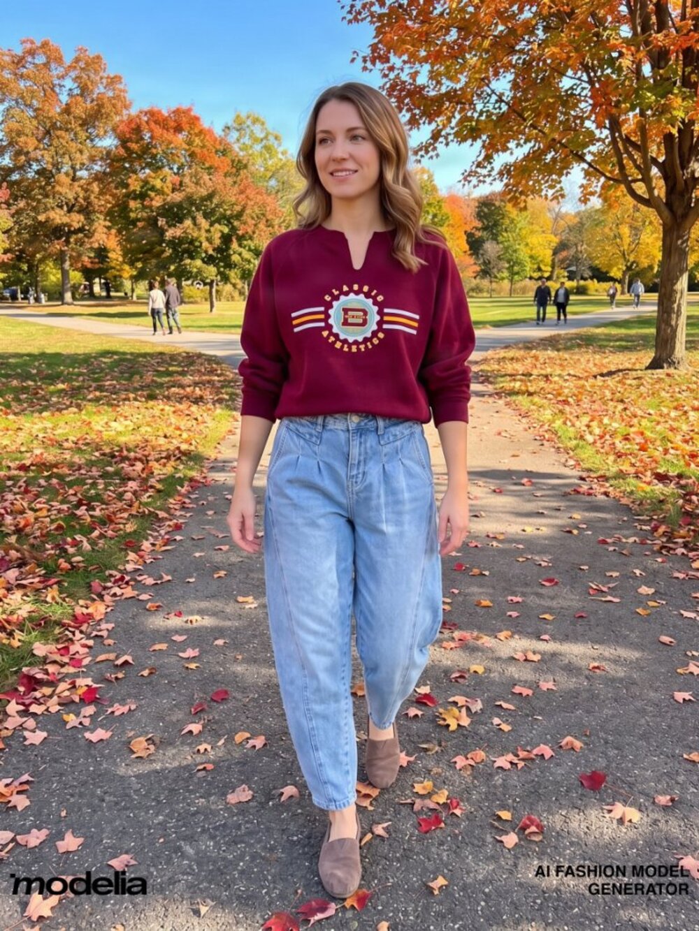 B.U.M. Equipment M Vintage 90s Burgundy Notched Neck Sweatshirt
